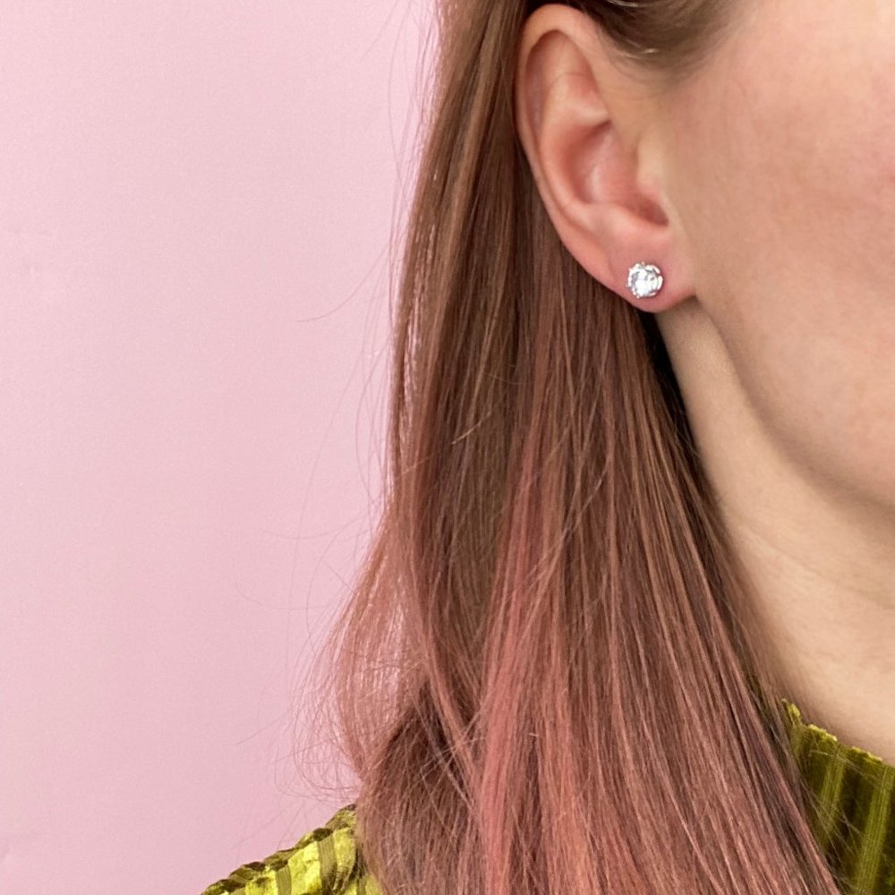 Super Shiny Cz Studs, Basic Casual Stud Earrings,… - image 3